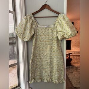 English Factory Yellow Floral Puff Sleeve Dress | L